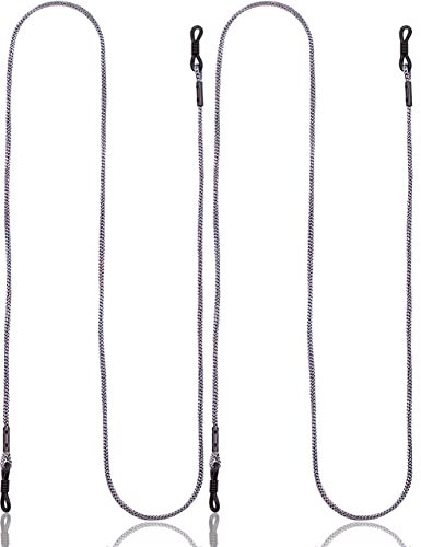 GERNEO® - DAS ORIGINAL - Premium Brillenband & Brillenkordel Unisex für Lesebrille & Sonnenbrille - schwarze Halter - grau - extra lang - 2er Pack