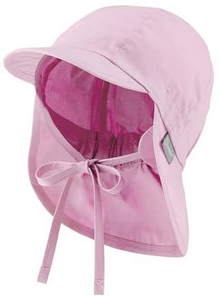 Sterntaler Schirmmütze Nacken Basic - Mädchen Baby- und Kinder Mütze mit Nackenschutz, Ohrenklappen und Bindeband - UV-Schutz 50+ Hut aus Popeline (Bio) - Sommer Kopfbedeckung - puderrosa, Größe 45