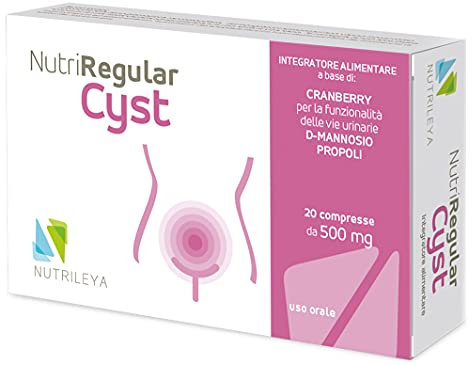 NutriRegular Cyst, 20 Capsule Naturali - Per il Benessere del Tratto Genito-Urinario - Con Mirtillo Rosso, D-Mannosio e Propoli - Prodotto in Italia - Nutrileya
