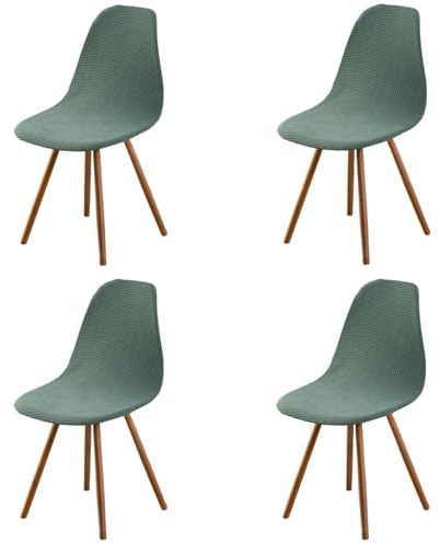 Highdi Fundas para Sillas de Comedor Elásticas, 4 Piezas Fundas Sillas Ajustables Verde Terciopelo Escandinavas Chair Cover Nordica Cocina Sala