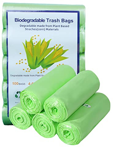 100 påsar komposterbara Caddy Bin Liners, 11 l/2,6 gallon, biologiskt nedbrytbara kökspåsar för matavfall, biologiskt nedbrytbara soppåsar, gröna avfallspåsar, sopsäckar, kompostpåsar för hushåll