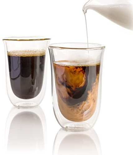Brod & Taylor Double-Wall Insulated Large Espresso (Latte) Glass Cups (Set of 2, 7.5oz / 220ml)