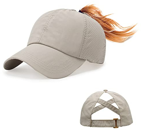 Feelorna Gorra de béisbol para mujer de verano, gorra de béisbol de malla con agujero de cola de caballo, ajustable, transpirable, gorra deportiva para deportes al aire libre, viajes