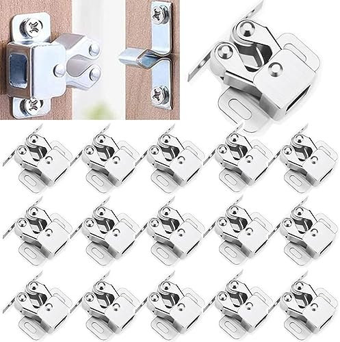 LATRAT 12 Stück Doppelrollen-Türschlösser Strong Hold, Möbelschnäpper mit Verstellbaren Türstopper Türschnäpper für Küche Schranktüren Schränke