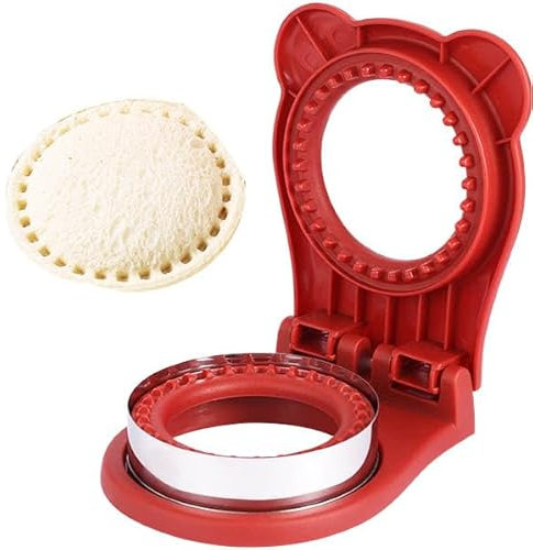 Sandwich Maker 3.5 in Cookies Cutter - Sandwich Cutter and Sealer, DIY Butter and Jelly Crustless Sandwich Cutter Maker for Kids Children Boys Girls Lunch Back to School(Wine red, Round)