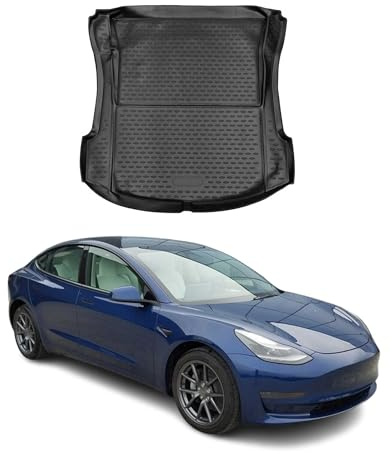 OMAC Tapis De Coffre Compatible avec Tesla Model 3 2017-2024 en Caoutchouc Noir