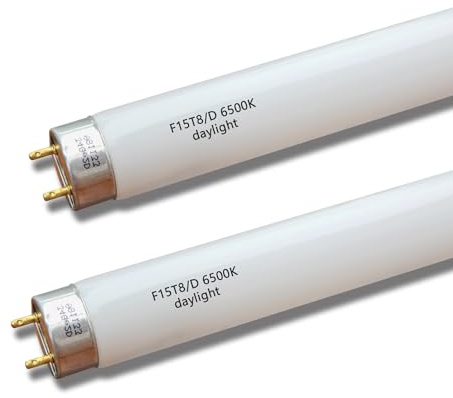 Flyercatch F15T8-D Daylight 15W Fluorescent Bulb,18'' F15T8/DL 6500K Bright White Lighting, T8 Linear Preheat Lamps, Full Spectrum for Aquarium Fish Tank, Plant Lighting