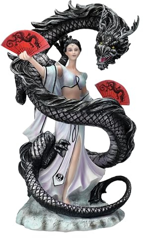 Figuren Shop GmbH Anne Stokes Dragon Dancer - Figura de dragón (26 cm), diseño de dragón y geisha