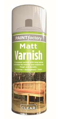 All Purpose Matt/Gloss/Yacht Varnish Spray Aerosol Professional Finish, Wood Colour Paint, Long Lasting Protection (Matt Varnish (250ml), 1)