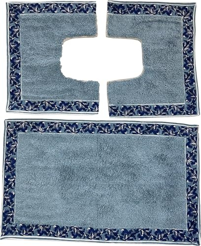 HOME ZEN HOUSEHOLD LINEN Juego de alfombras de baño Louise, 3 piezas, 100% algodón hidrófilo superabsorbente, 1 alfombra 47 x 78 cm + 2 alfombrillas 47 x 38 cm para bajar, bidé y base de inodoro,