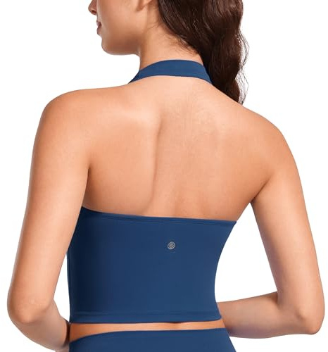 CRZ YOGA Butterluxe Camisola Cabestro | Soporte Ligero, Almohadillas Extraíbles, Yoga, Extremadamente Suave, Espalda Abierta, Sujetador Línea Larga para Mujer