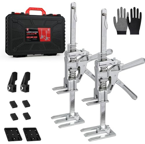 USOR Labor Saving Arm 2 Pack, Adjustable Hand Lifting Jack and Furniture Lifter Tool, Heavy Duty Arm Jack with 440 lb Capacity for Cabinets, Drywall, and Woodworking (Toolbox Version)