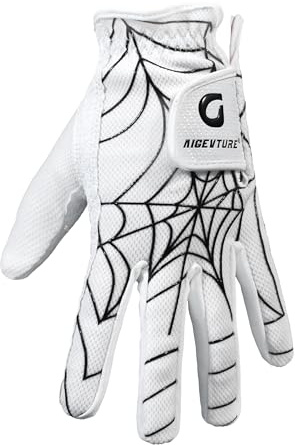 AIGEVTURE Golf Gloves Kids Junior Toddlers Left Hand Children's Premium Youth Golf Gloves Boys Girls Black and White Large,Age8-10