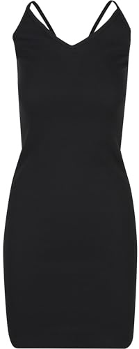 Urban Classics Damklänning, ribb, jersey, halterneck-klänning, figurnära midiklänning med hållare, räfflad jerseytyg, storlekar XS – 5 x, svart, 4XL