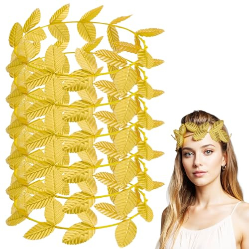 CIATBYYJ 6 stycken gyllene lagerkrans, romerska guldbladpannband, grekisk krans huvudbonad, grekisk kostym tillbehör för karneval jul halloween cosplay hårtillbehör