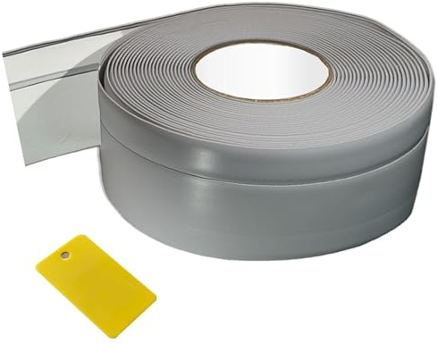Jyvex PVC Weichsockelleiste Selbstklebend 20x50 mm (14m, Grau), ​Wandabschlussleiste Küche & ​Küchenarbeitsplatte, Fussbodenleisten Selbstklebend mit ​Winkelprofil Kunststoff