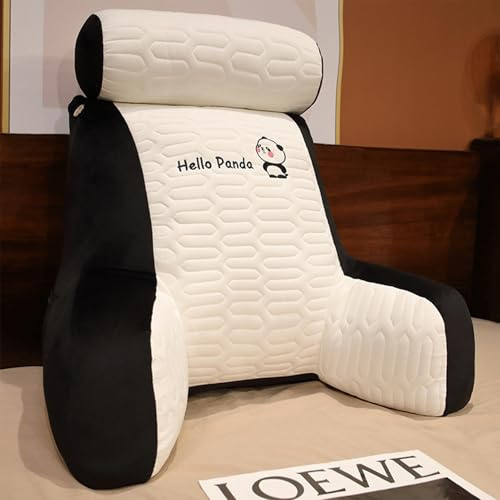 KDTRKH Almohada de Lectura en la Cama, cojín cómodo, Respaldo Desmontable, sillón Suave, reposabrazos multifuncionales, Soporte para la Espalda para Relajarse Viendo la televisión,Panda,70 * 60cm