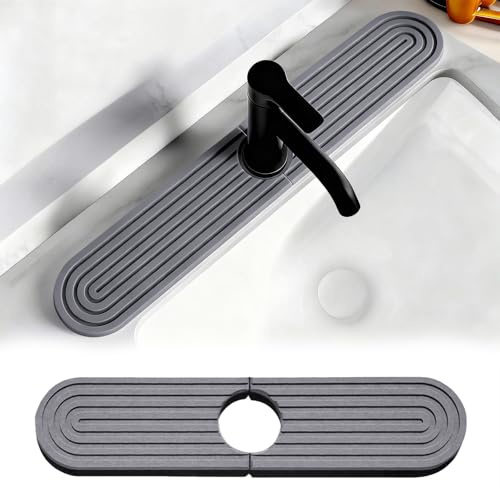 ZHITENG Tapis Egouttoir, Anti éclaboussures en Diatomite, Tapis Evier Cuisine de 45 x 10 cm, Tampon de Sechage Evier, Protecteur D'évier Absorbant pour Cuisine et De Salle de Bain (Gris Foncé)