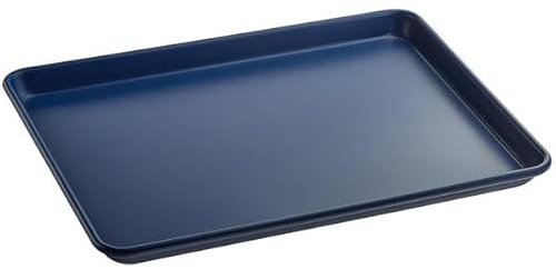 Glownary Half Size Sheet Pan, 18 Gauge Aluminum, Dark Blue Non-Stick, Wire Rim Bun Tray, 13 x 18 Inch, Oven and Freezer Safe