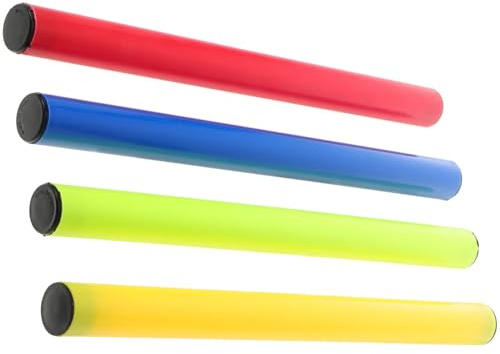 COOPHYA Plastic Relay Baton Set of 4 for Track and Field Races | Smooth Rolled Edges, Bright Colour Finish, Lightweight Plastic Build, for Adults and Boys and Girls