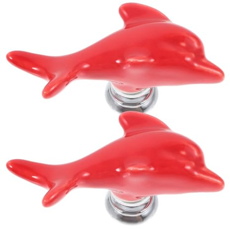 Bouton de Chasse D’eau Forme de Poisson Rouge, Lot de 2, Alliage de Zinc
