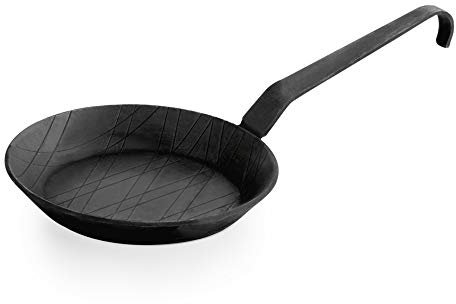 WAS Germany Bratpfanne unbeschichtet, Gusseisen Ø 20 cm, 3 cm hoch - induktionsgeeignete Servierpfanne aus Eisen mit Hakenstiel - 2256 200