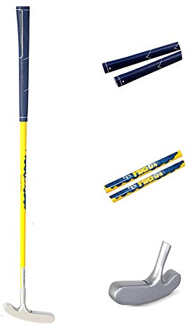 Acstar Tvåvägs junior golfputter grafit barnputter både vänster- och högerhänta, lätt att använda för barn ålder 3-5 (silverhuvud + gul axel + blått grepp, 63,5 cm, ålder 3-5)