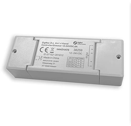 INNOVATE ZIGBEE 4 Kanal Dimmaktor 12-24V /144 Watt - / Controller/Dimmer kompatibel u.A. mit Osram Lightify®, TRÅDFRI® - ZLL - ZHA Standard
