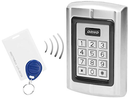 Orno ZS-802 Wasserdicht Codeschloss mit Kartenleser und Kontaktlose Schlüsselanhängerleser, Eingebauter Speicher, silber