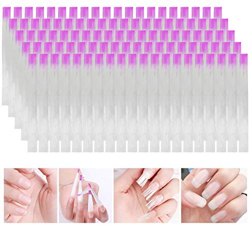 MWOOT 100 stycken fibernaglar glasfiber för nagelförlängning, nagelförlängning glasfiberglas-set naglar remsor falska naglar manikyr salong verktyg för UV-gelnaglar konst