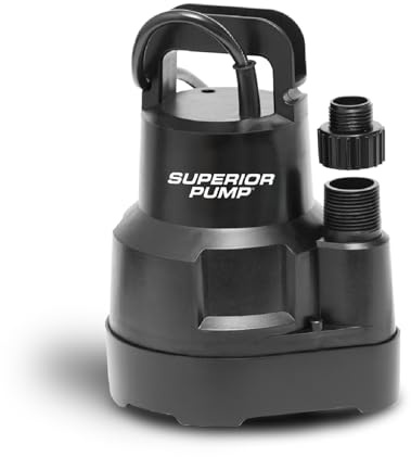 Superior Pump 91014 1/4 HP High Flow Thermoplastic Utility Pump, Black