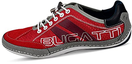 bugatti herr Casual Sneakers Med Flexibel Sula, Snörskor Med Memory Foam, Elastiska SkosnörenSnörning