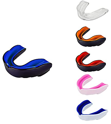 Mundschutz Erwachsene Jugend & Junior für alle Kontaktsportarten Mundschutz Boxen, MMA, Gum Shield Rugby, Fußball, Lacrosse, Hockey (Schwarz/Blau, Erwachsene über 11 Jahre)