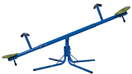 Sandora 40230 | Kinder Wippe mit doppeltem Mittelrohr und 360° Rotation XSS007 | 80kg Gewicht pro Seite | Spiel und Spaß Ihrer Kleinsten im eigenen Garten blau/grün