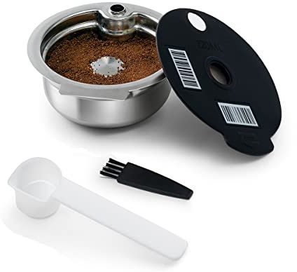 RECAFIMIL återanvändbara Tassi-mo Pads 220 ml påfyllningsbara rostfritt stål Tassi*mo kaffekuddar med svart silikonlock kompatibel med Bosch Tas-simo-maskin