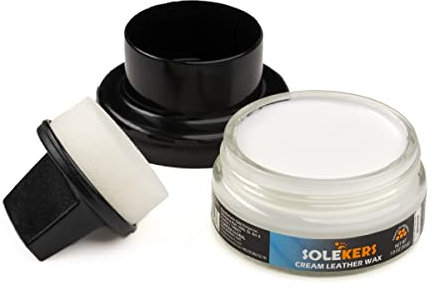 Solekers Cream Leather Wax | Schuhwachs 50 g | inkl. Schwamm | mit BIENENWACHS | Schuhcreme (Weiß)
