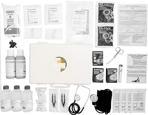 Ecocar - Boîte de premiers secours - Kit Premium 45 pièces - pour voiture, entreprise - à Norma - Fabriqué en Italie (premiers secours XXL)