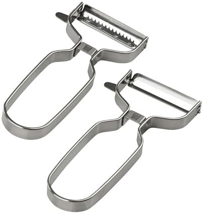 Chefkoch Premium Skalierer-Set, Edelstahl – Julienne Schäler & Zwei-Wege-Schäler für schnelle Skalierung – spülmaschinenfest, für Links- und Rechtshänder – Silber