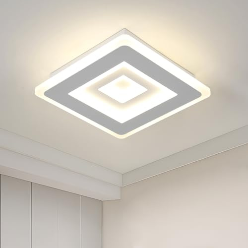 Mckalen Plafoniera LED Soffitto Moderna, 28W 3150LM LED Lampada da Soffitto Bianca, 20CM Quadrato Lampadario Soffitto in Acrilico per per Camera da Letto Corridoio Soggiorno Cucina, Luce Neutra 4500K