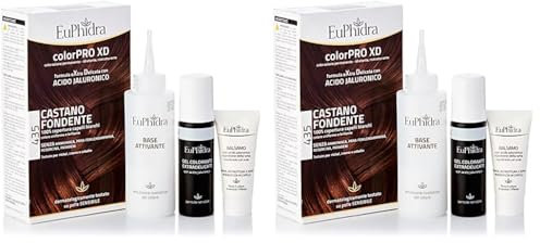 Euphidra ColorPro XD, 435 Castano Fondente| Gel Colorante Extradelicato (50 ml) + Base Attivante (50 ml) + Balsamo con Acido Jaluronico (20 ml) + 1 paio di guanti usa e getta e 1 cuffia