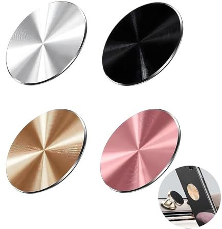 YUGUOLAN 4 Stück Metallplatte Für Magnete, Selbstklebend, Für Handyhalterung, Magnetplatte Handy, Kfz Zubehör Auto (Roségold/Gold/Schwarz/Silber)
