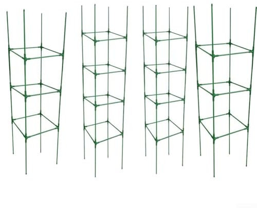 40 Piece Sturdy Plastic Tomato Cage Climbing Frame Garden Plant Stand Trellis For Beans Peppers Vegetables Green(C)