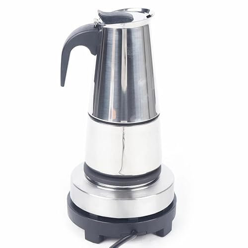 ZENGRICE Espressokocher, 6 Tassen Elektrisch Espressomaschine,Edelstahl Kaffeemaschine 500W,Sicherheitsventil,Kontrollleuchte,Espresso Kocher für Häuslichen Gebrauch,Cafés,Geschäften, Büros