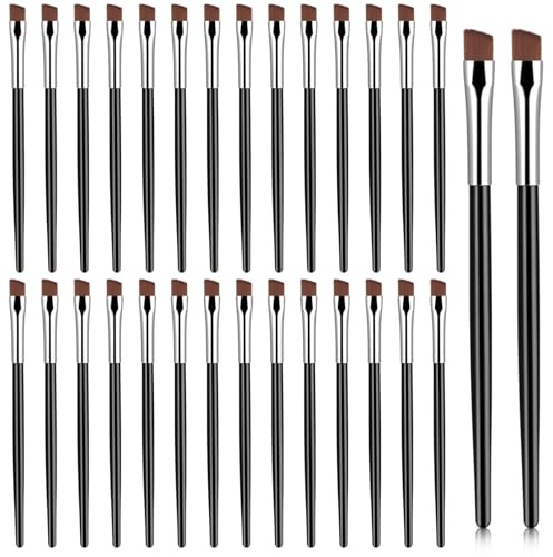 Mabor 30 stycken små vinklade ögonbrynsborstar mjuka ögonskuggsborstar sminkborstar set ögonbrynsborste för ögonbryn ögonmakeup nässkugga