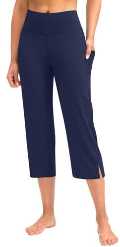Richymfa Pantaloni Capri Donna Estivi Yoga con Tasche Pinocchietti 3/4 Lavoro Pantaloncini al Ginocchio Sportivi Pinocchietto Elastico Comodi Pantalone Cropped Larghi Shorts Palestra Push up Curvy