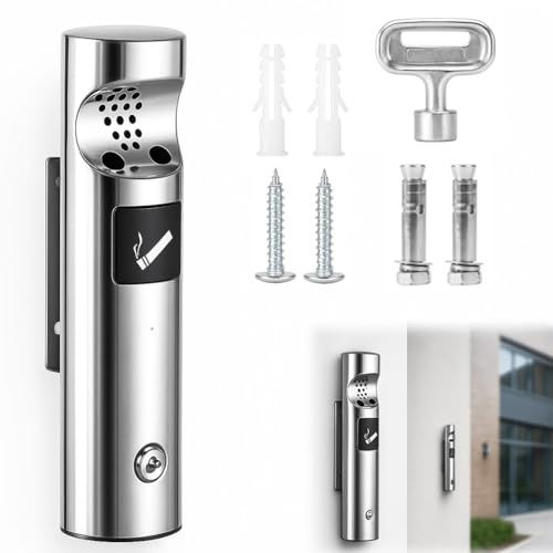 Posacenere da parete in acciaio inox per esterni: posacenere a parete esterno 30 x 6,3 cm per KTV Lobby Mall Hotel Ascensore ingresso