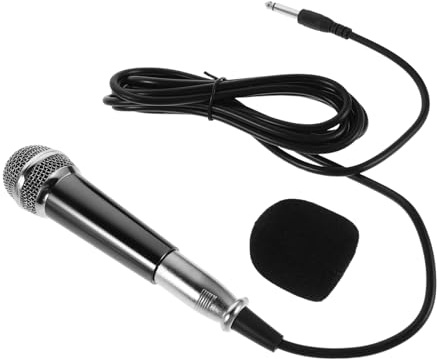 TOYANDONA Micrófono Dinámico de Mano con Cable Micrófono Portátil para Karaoke y Grabación Compatible con Altavoces y Amplificadores para Exteriores Diseño Metálico Negro y Plata para