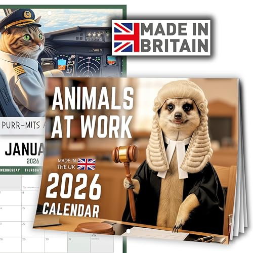 Funny Animals at Work 2026 Calendar, Secret Santa Gifts for Wildlife Lovers, Cute Animals in Everyday Jobs and Hilarious Captions, Christmas Idea, Unique Stocking Filler Present, 170 GSM UK Made