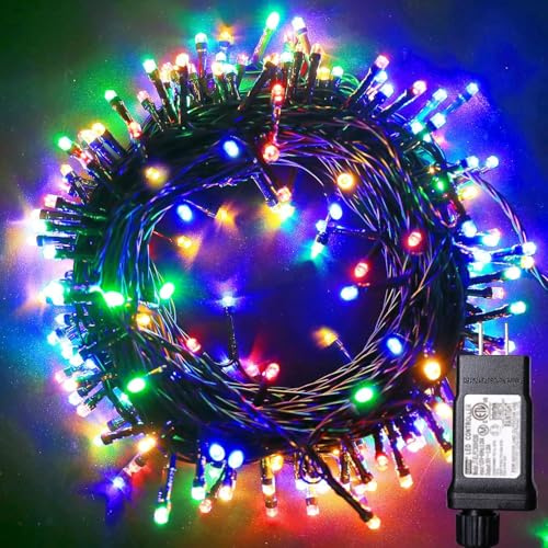 wisdom line Ghirlanda luminosa a LED 50 m, 1000 LED, 8 modalità di illuminazione, impermeabile IP55, colorato 2700 K, interno/esterno (colorato, 1000 LED)