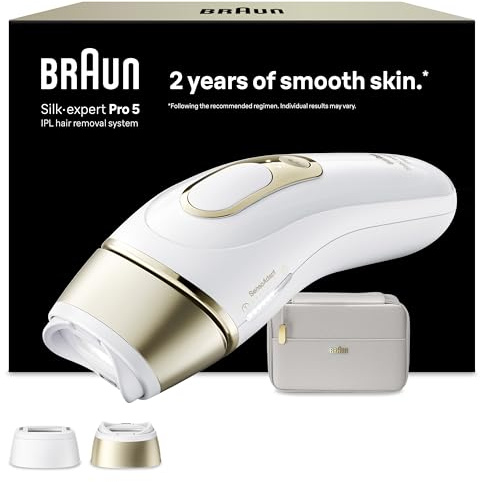 Braun Smart IPL Silk·expert Pro 5, Laserhårborttagning Hemma, Permanent Hårreduktion, Med Fodral, 2 huvuden, PL5210